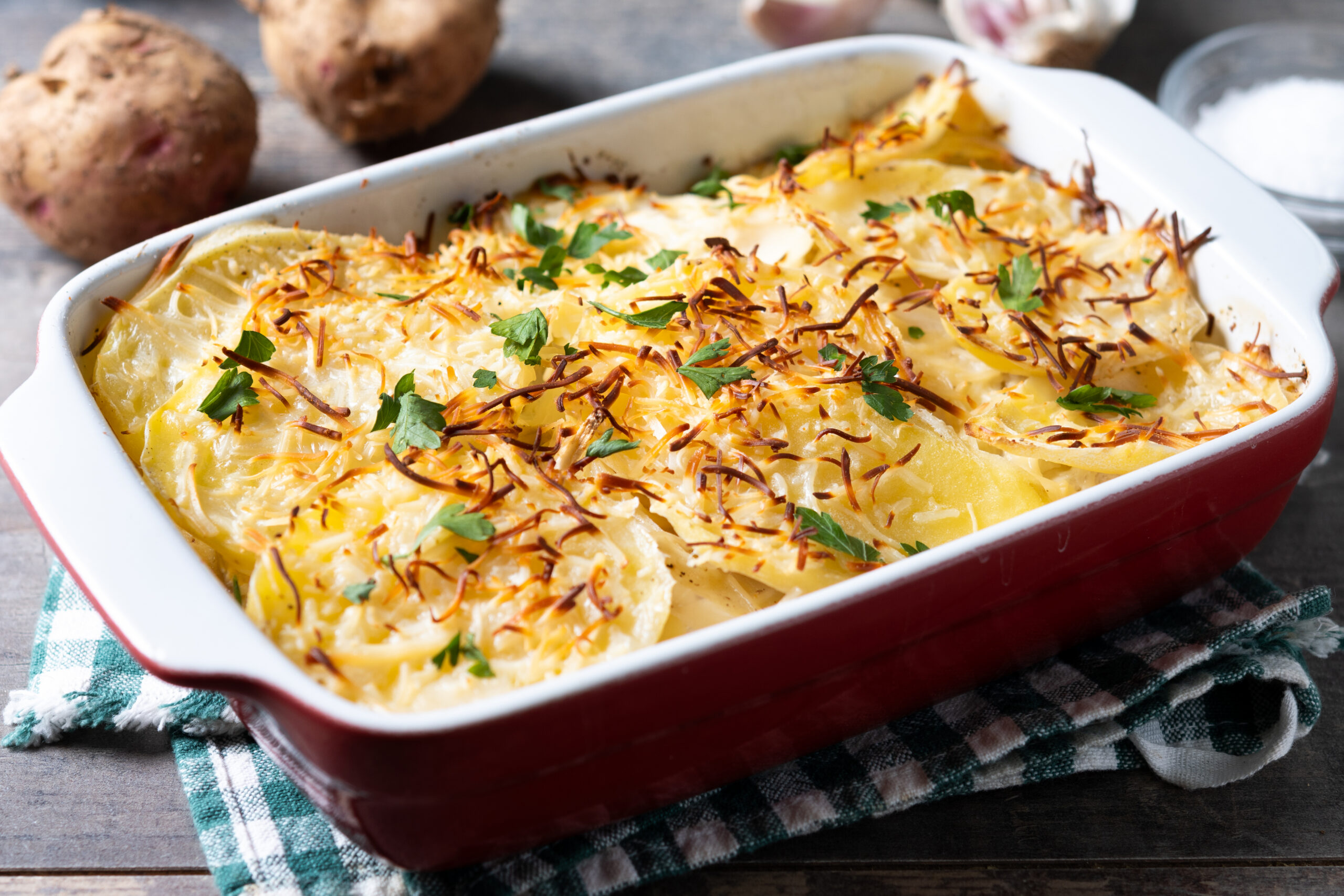 Aardappelgratin met spekjes